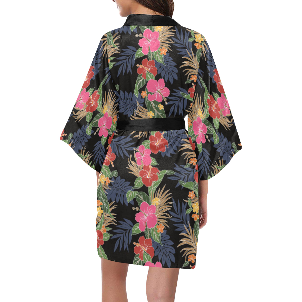 Hawaiian Themed Pattern Print Design H011 Women's Short Kimono