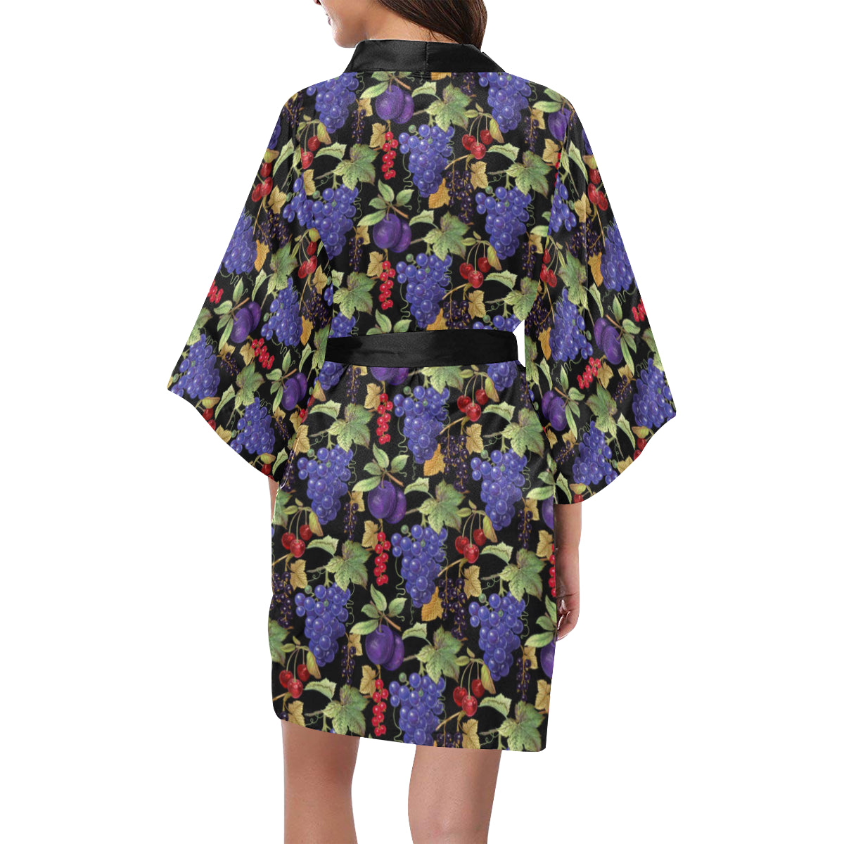Grape Pattern Print Design GP05 Women's Short Kimono