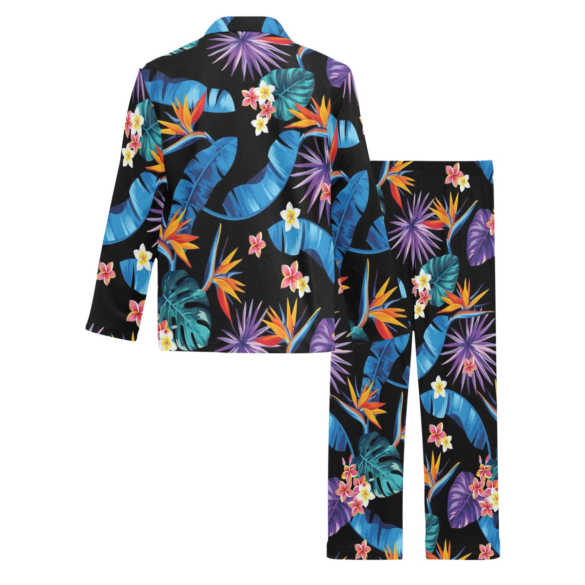 Tropical Flower Pattern Print Design TF018 Men's Long Sleeve Pajama Set