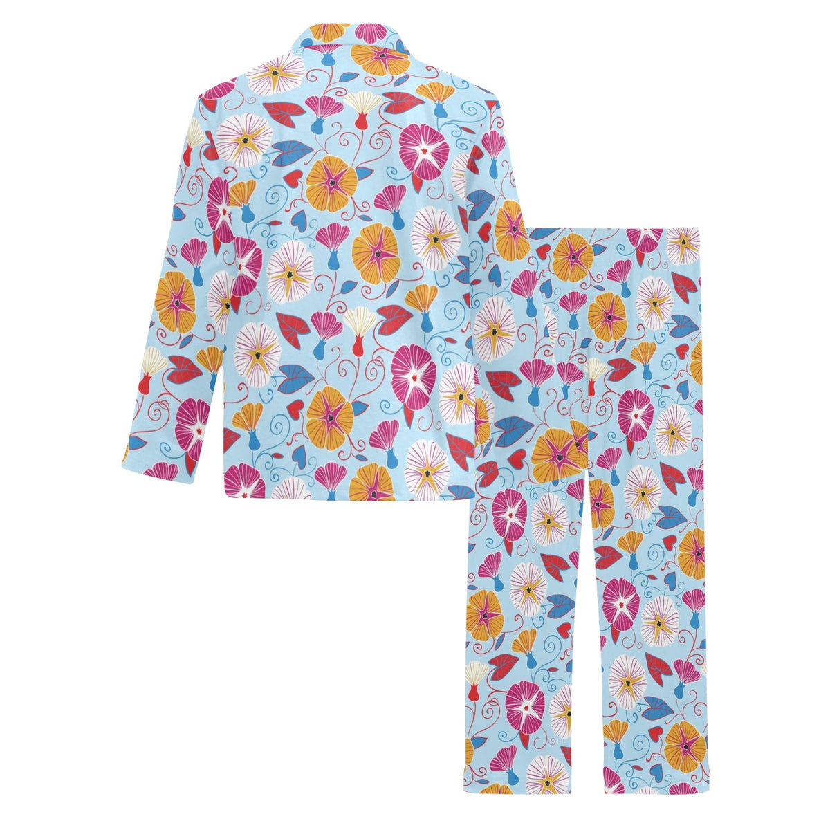Morning Glory Pattern Print Design MG06 Men's Long Sleeve Pajama Set