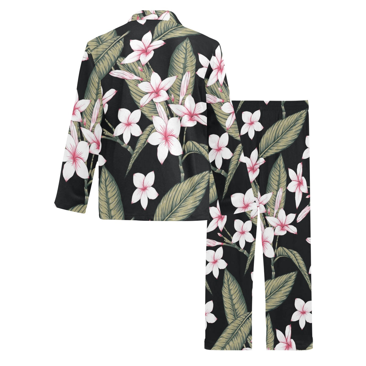 Plumeria Pattern Print Design PM021 Men's Long Sleeve Pajama Set