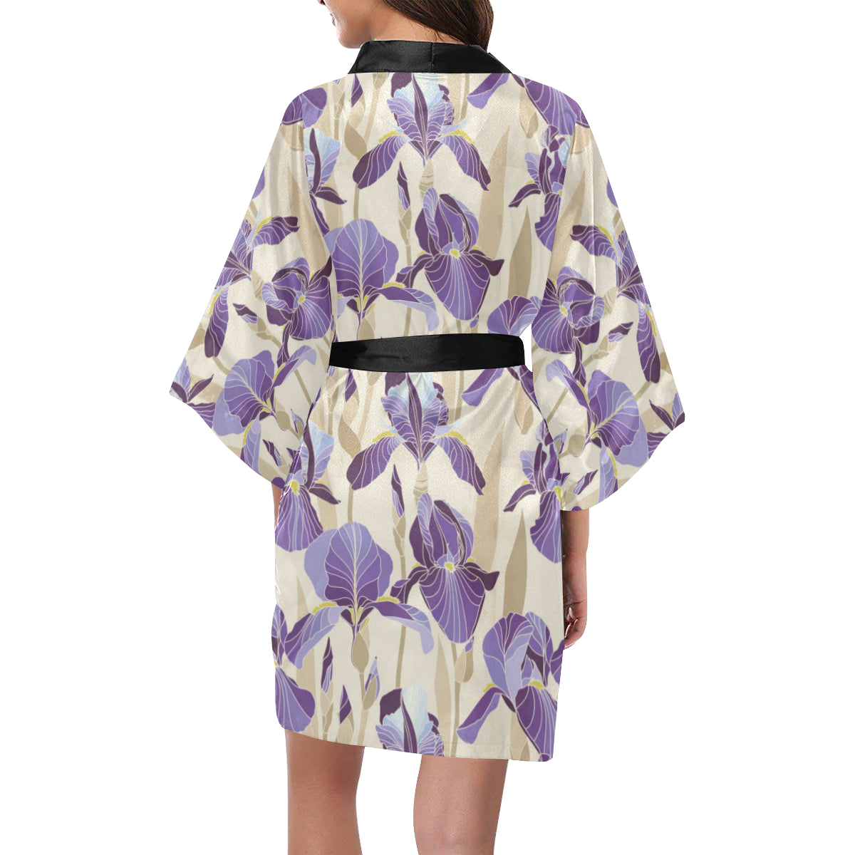 Iris Pattern Print Design IR02 Women's Short Kimono