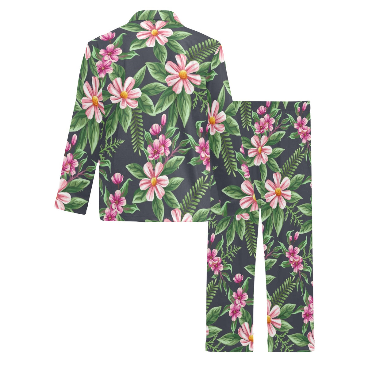 Summer Floral Pattern Print Design SF010 Men's Long Sleeve Pajama Set