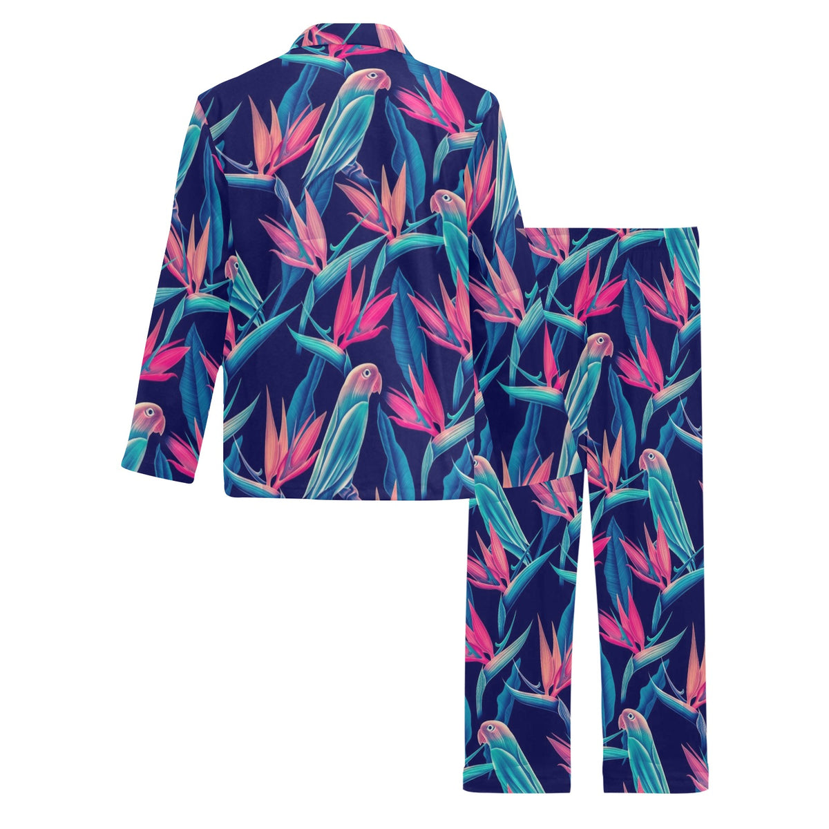 Tropical Flower Pattern Print Design TF024 Men's Long Sleeve Pajama Set
