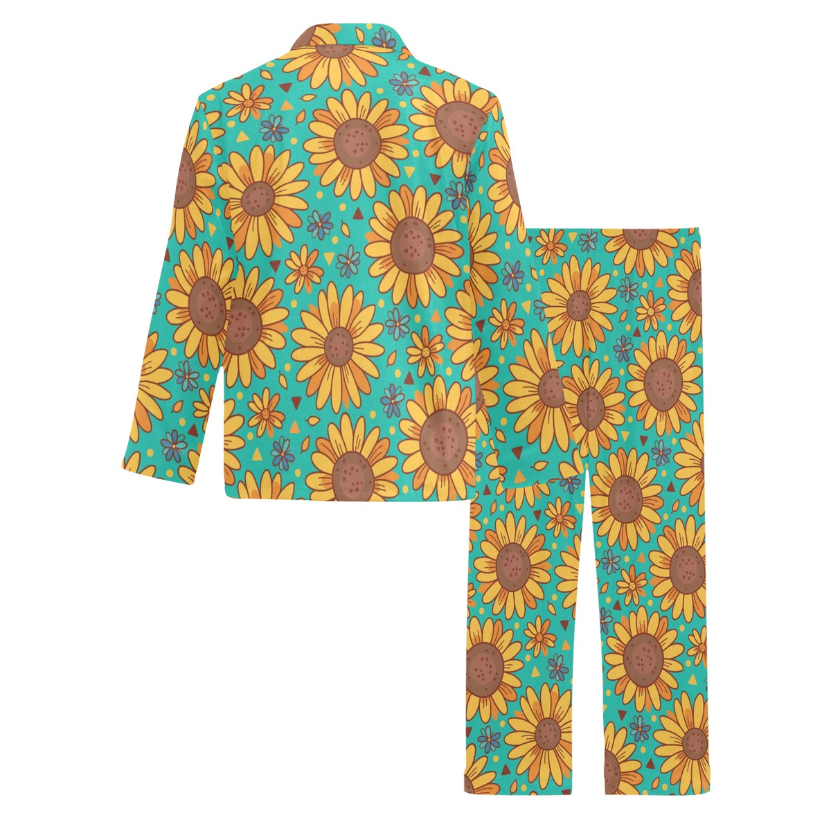 Sunflower Pattern Print Design SF013 Men's Long Sleeve Pajama Set