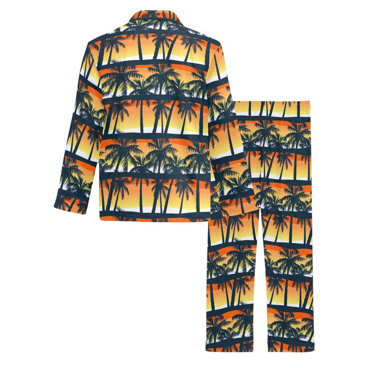 Palm Tree Pattern Print Design PT011 Men's Long Sleeve Pajama Set