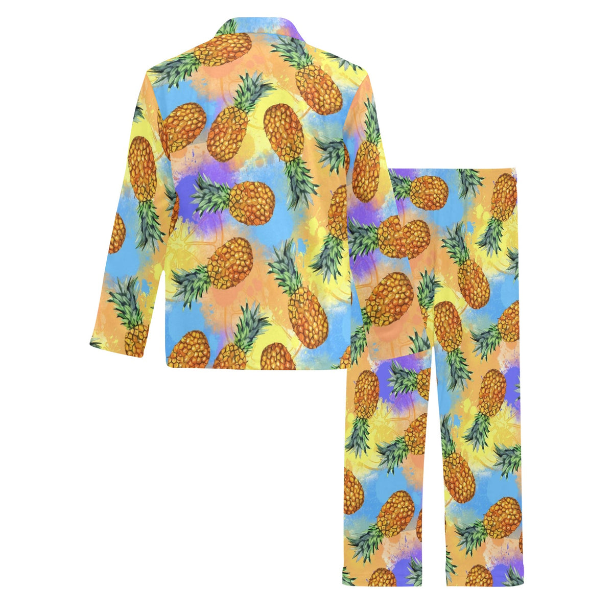 Pineapple Pattern Print Design PP09 Men's Long Sleeve Pajama Set