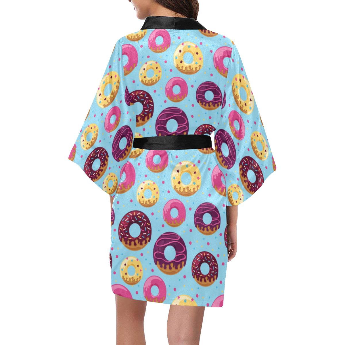 Donut Pattern Print Design DN07 Women's Short Kimono