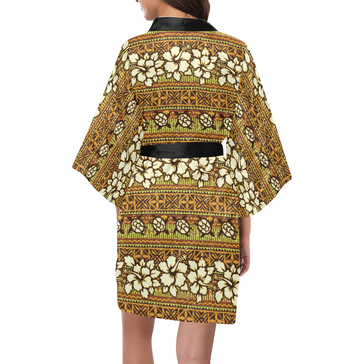 Hawaiian Themed Pattern Print Design H015 Women's Short Kimono