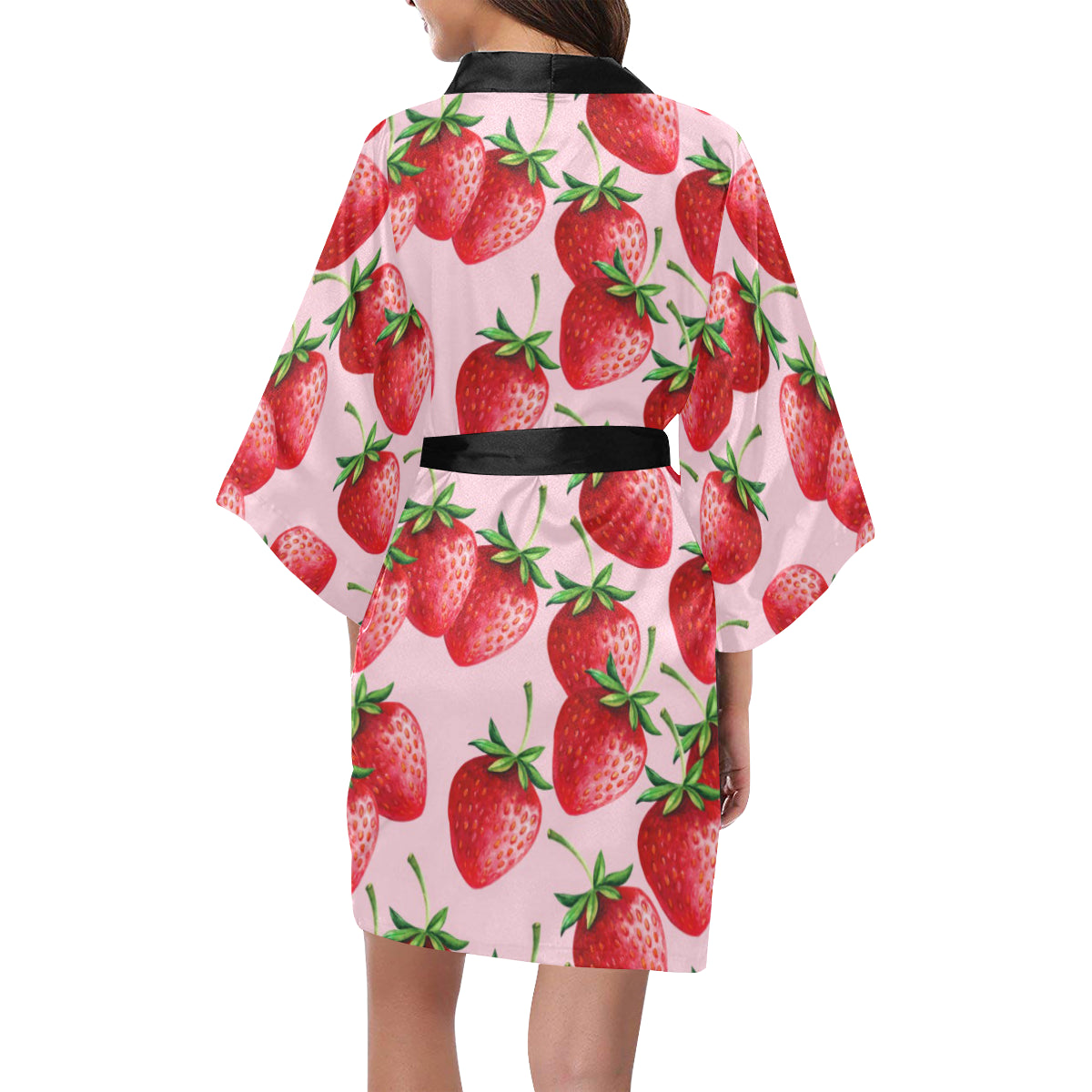 Strawberry Pattern Print Design SB03 Women's Short Kimono