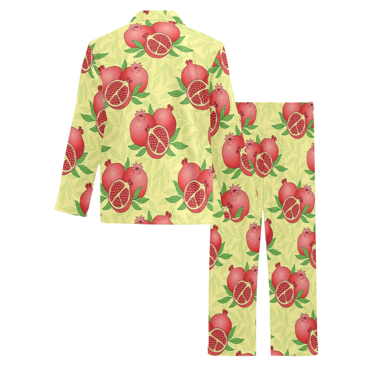 Pomegranate Pattern Print Design PG07 Men's Long Sleeve Pajama Set