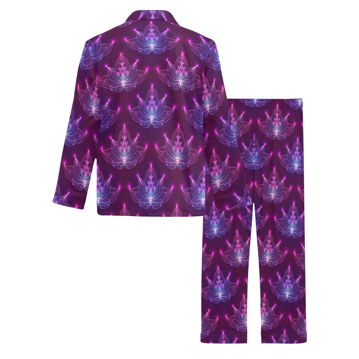 lotus Pattern Print Design LO01 Men's Long Sleeve Pajama Set