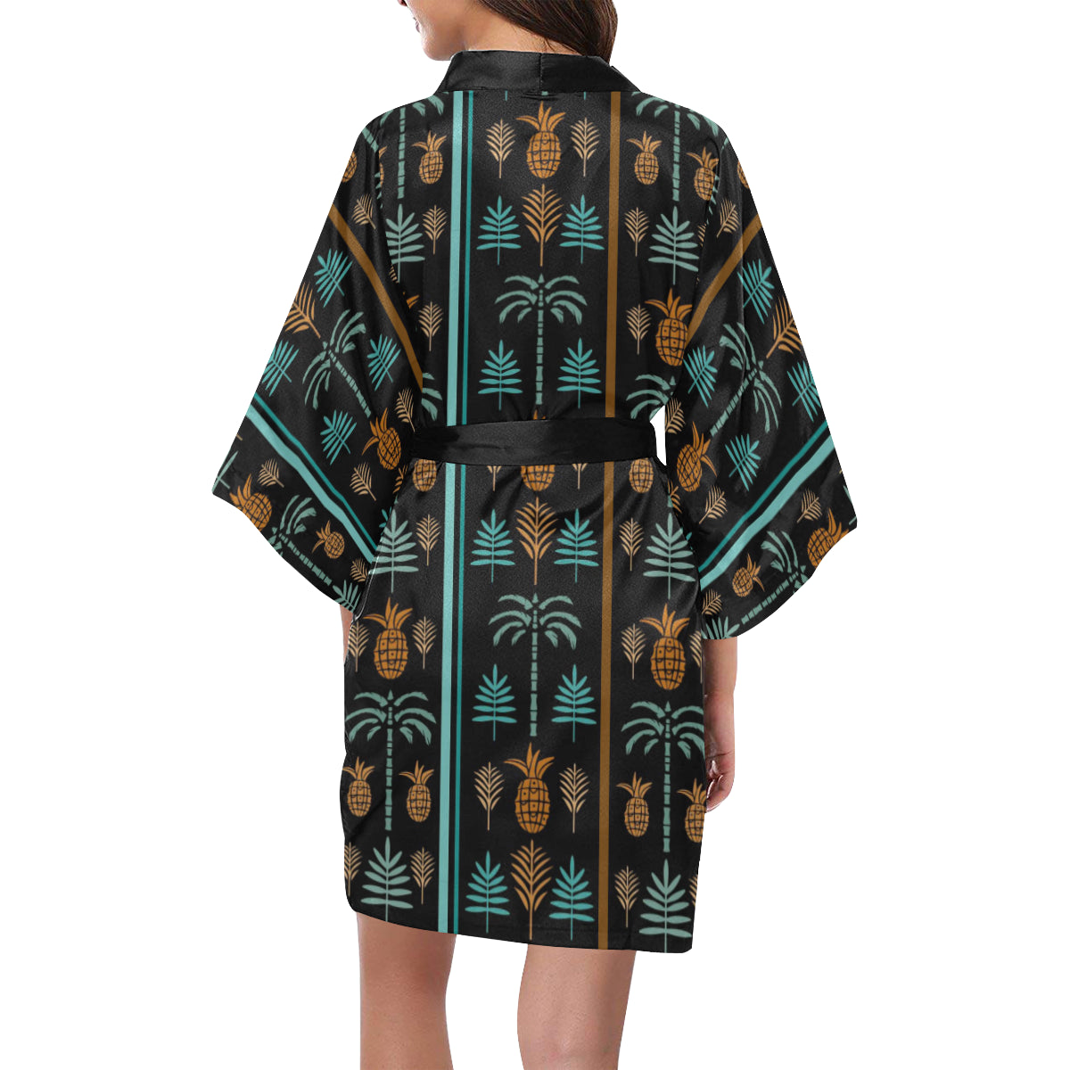 Hawaiian Themed Pattern Print Design H023 Women's Short Kimono