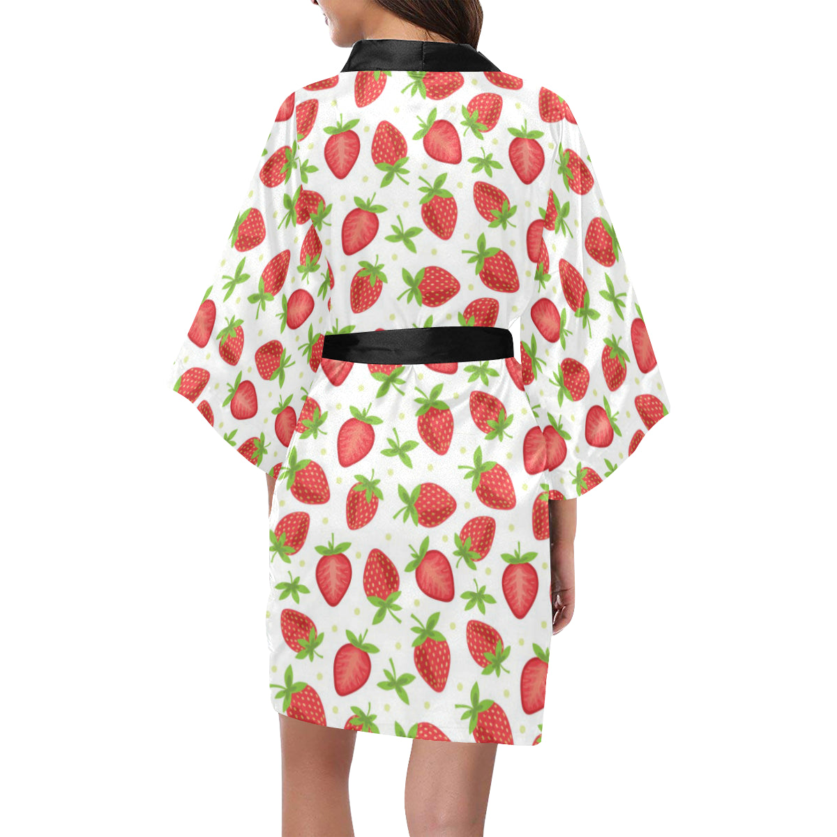 Strawberry Pattern Print Design SB07 Women's Short Kimono