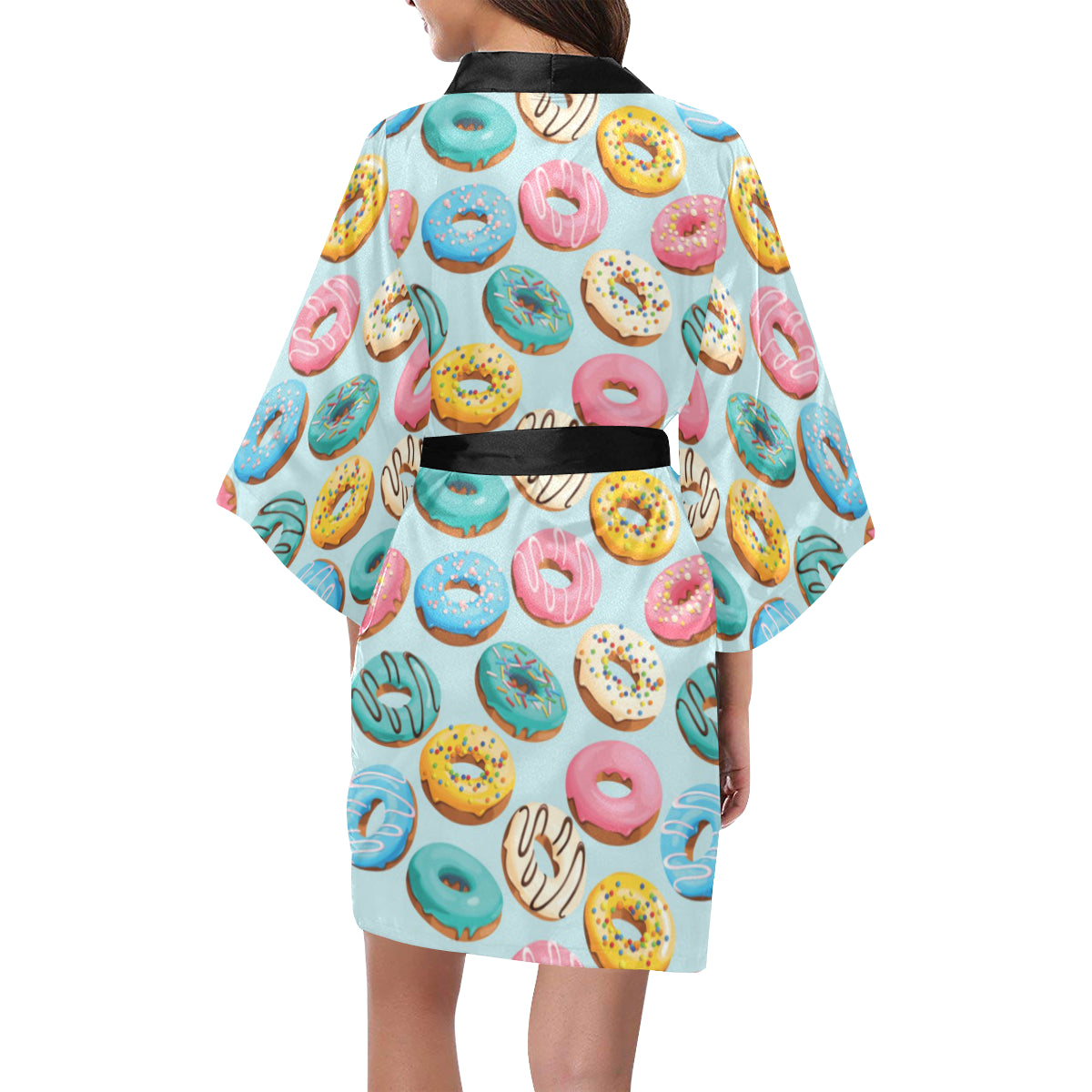 Donut Pattern Print Design DN05 Women's Short Kimono