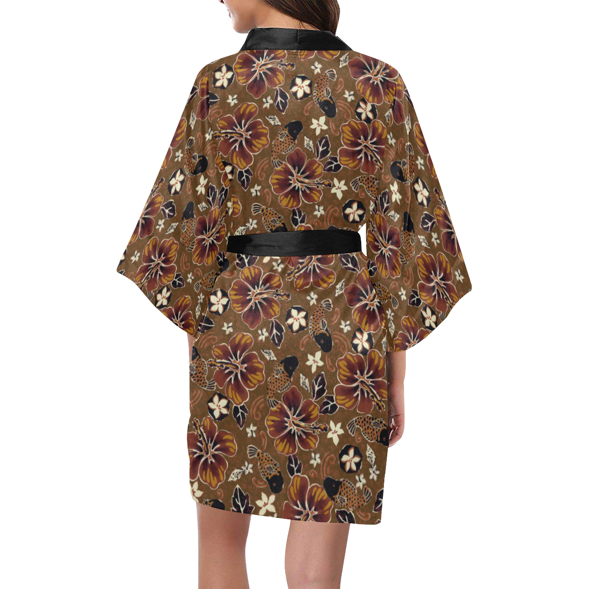 Hawaiian Themed Pattern Print Design H01 Women's Short Kimono