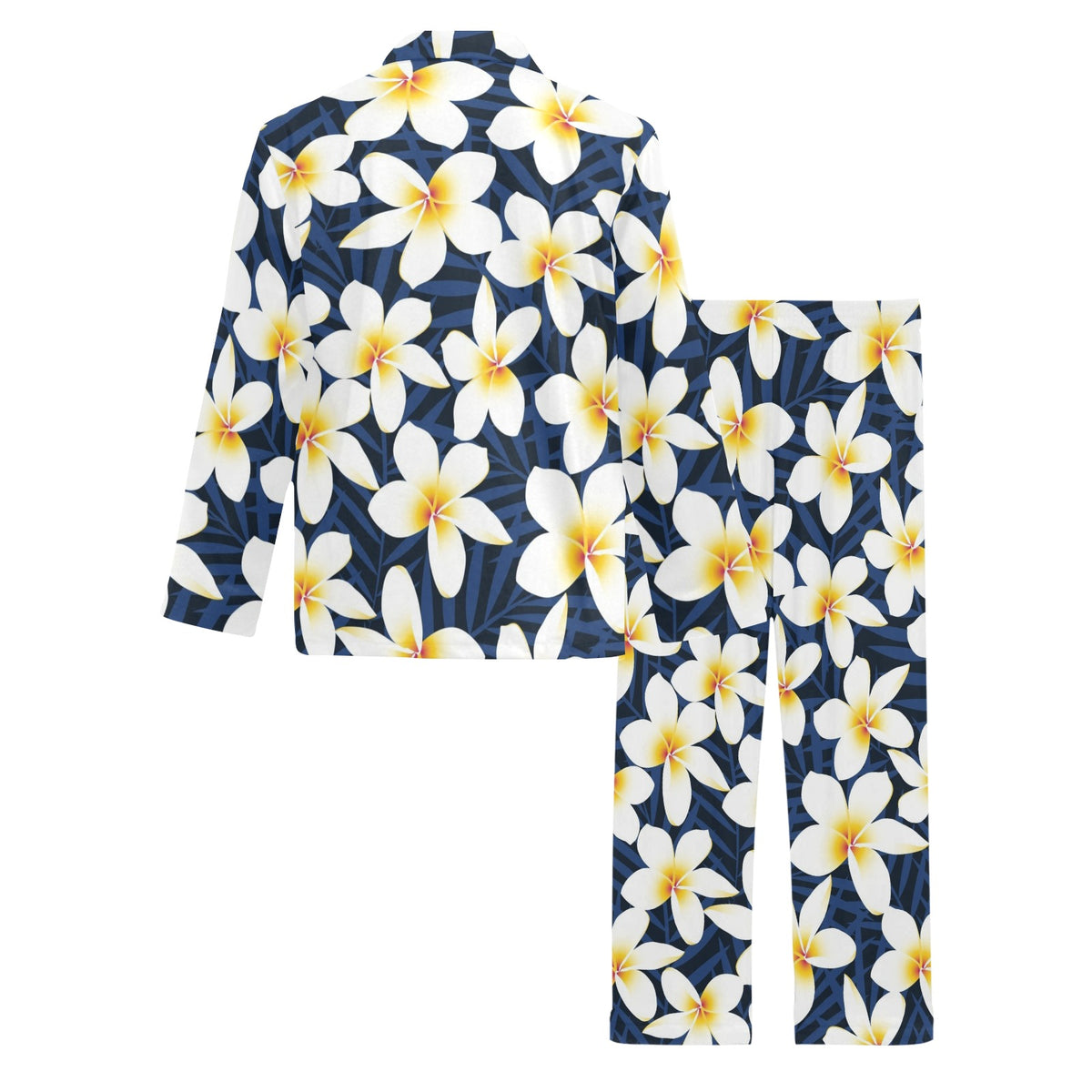 Plumeria Pattern Print Design PM026 Men's Long Sleeve Pajama Set