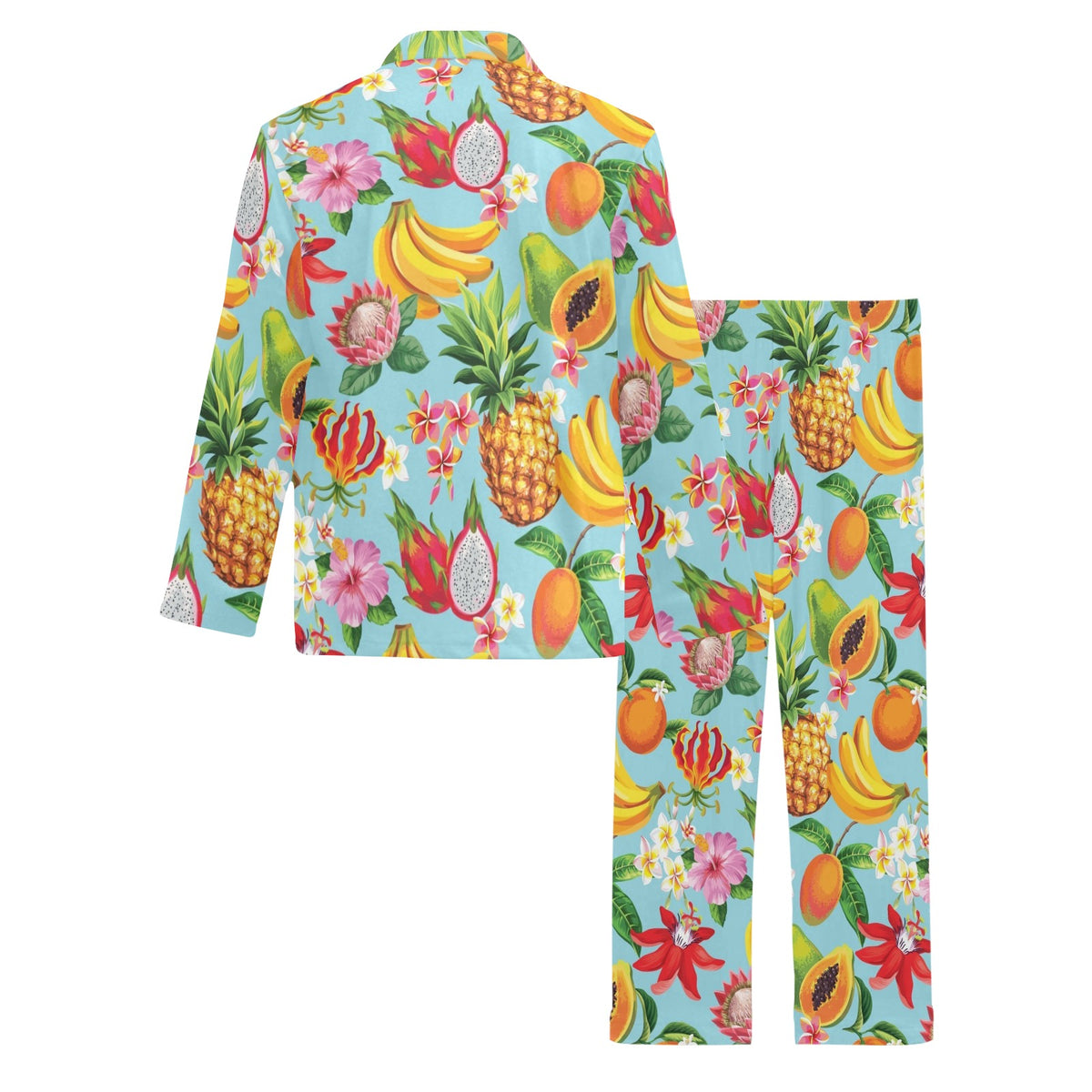 Tropical Fruits Pattern Print Design TF01 Men's Long Sleeve Pajama Set