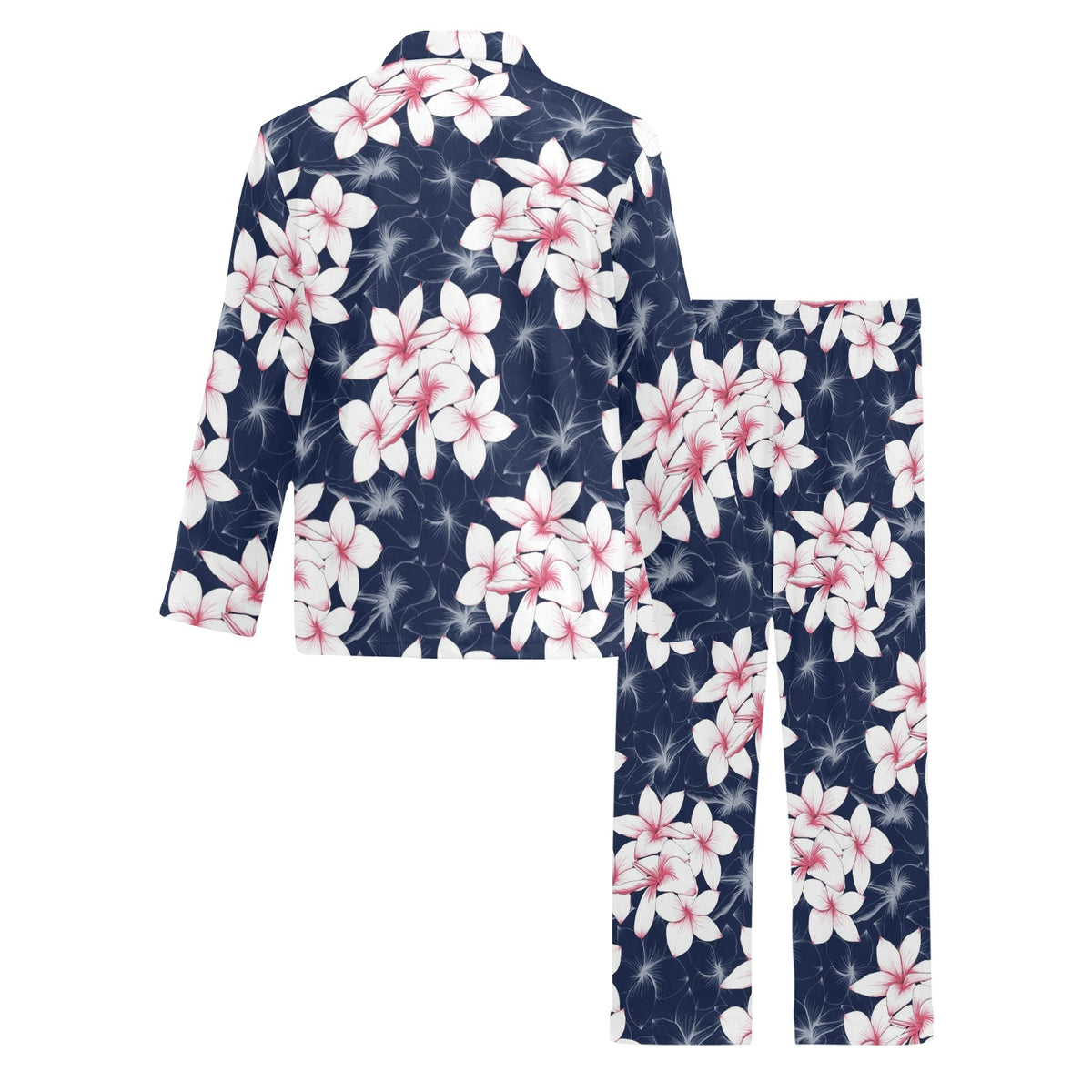 Plumeria Pattern Print Design PM017 Men's Long Sleeve Pajama Set