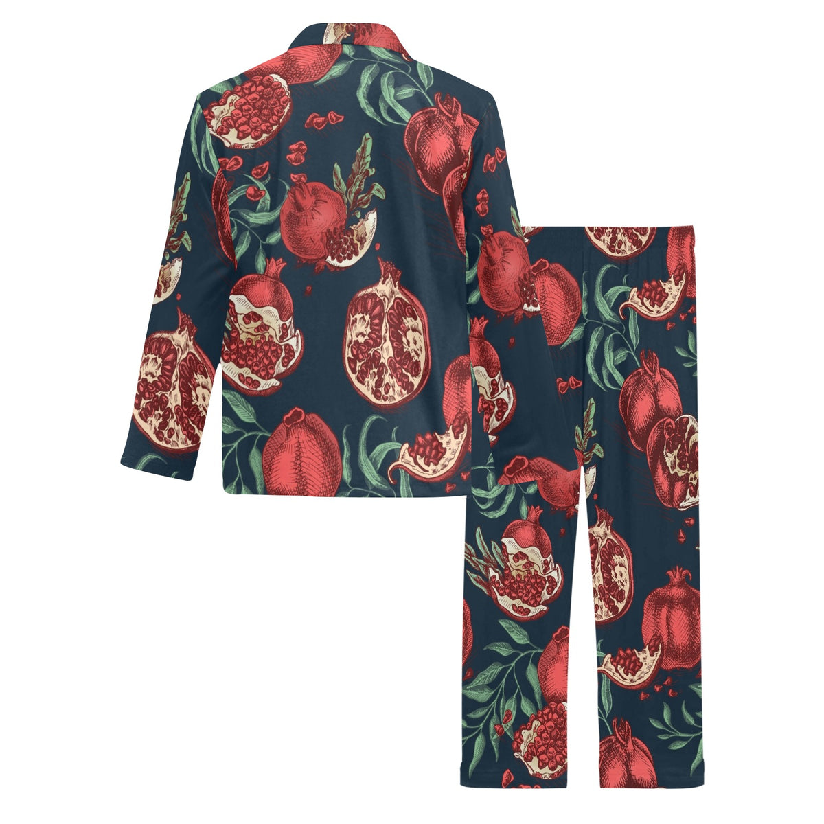 Pomegranate Pattern Print Design PG04 Men's Long Sleeve Pajama Set