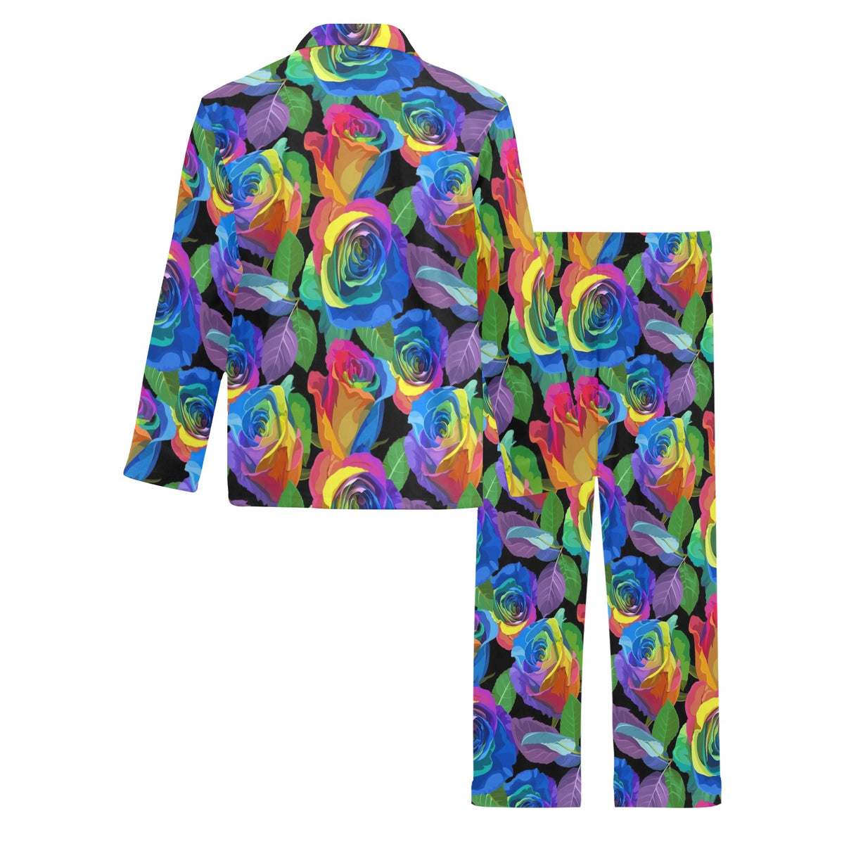 Rose Pattern Print Design RO02 Men's Long Sleeve Pajama Set