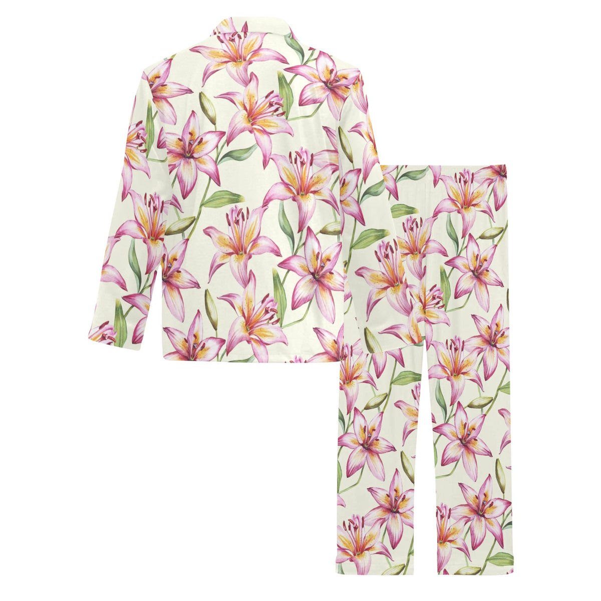 Lily Pattern Print Design LY011 Men's Long Sleeve Pajama Set