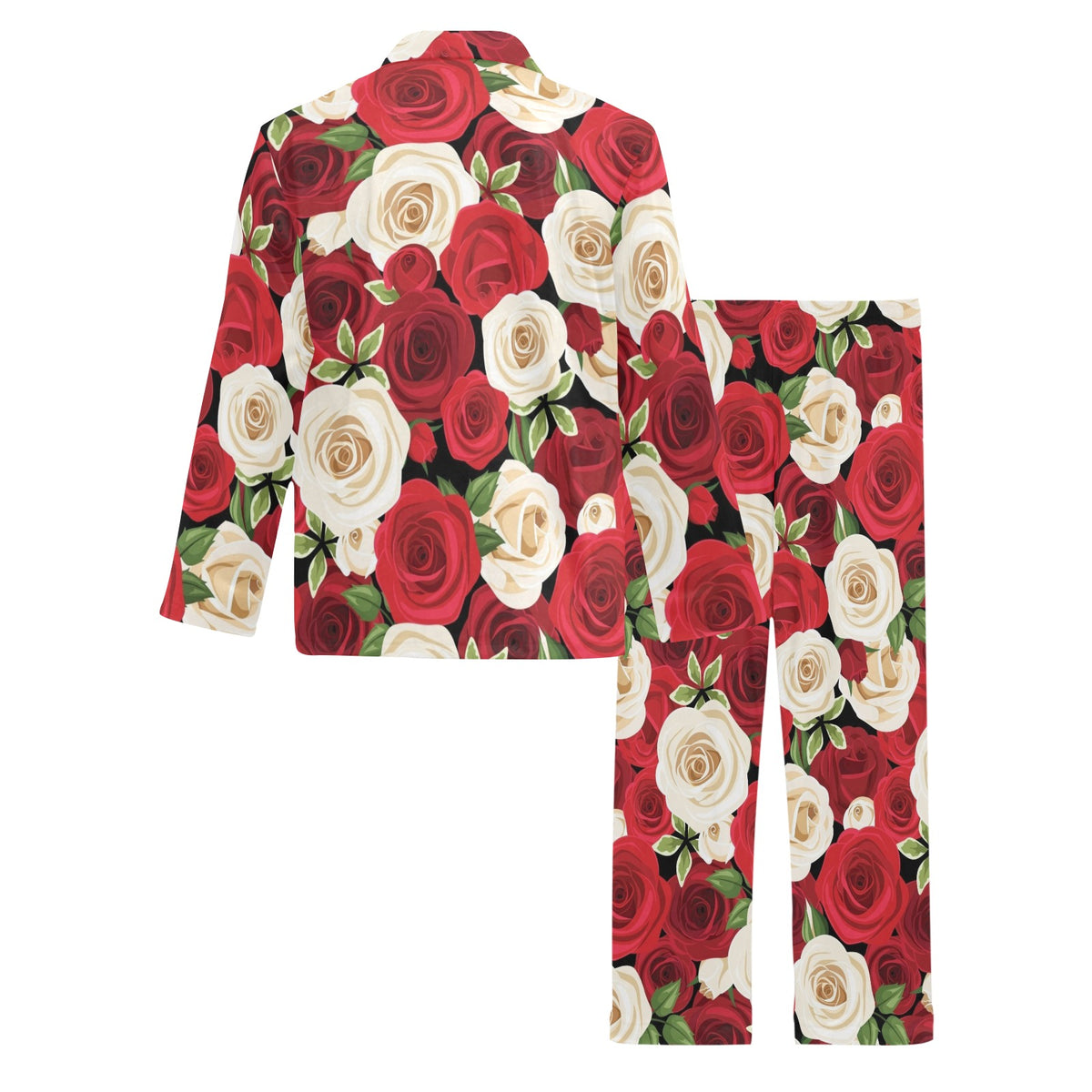 Rose Pattern Print Design RO06 Men's Long Sleeve Pajama Set