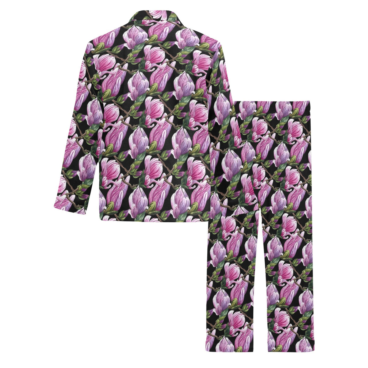 Magnolia Pattern Print Design MAG011 Men's Long Sleeve Pajama Set