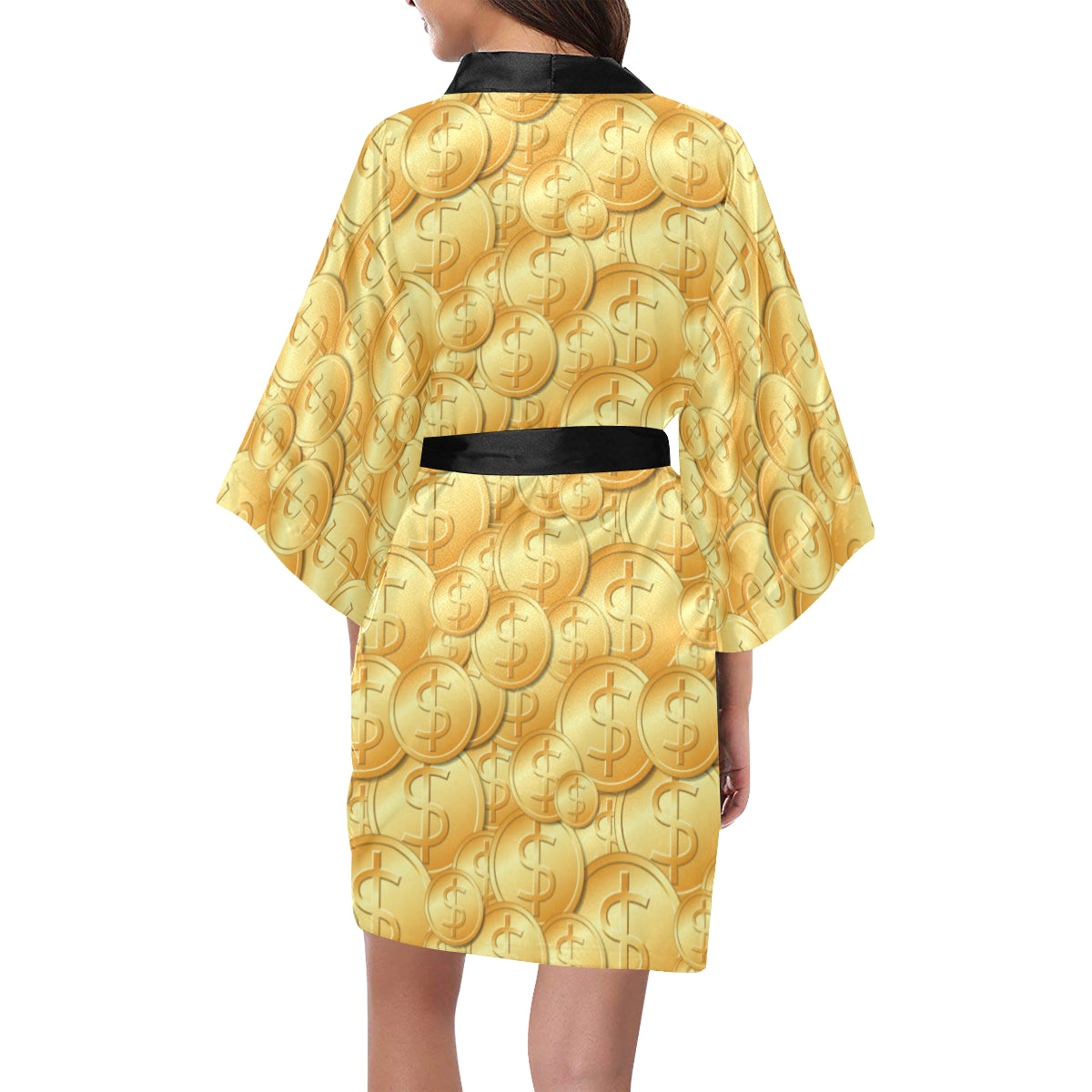 Dollar Pattern Print Design DO03 Women's Short Kimono