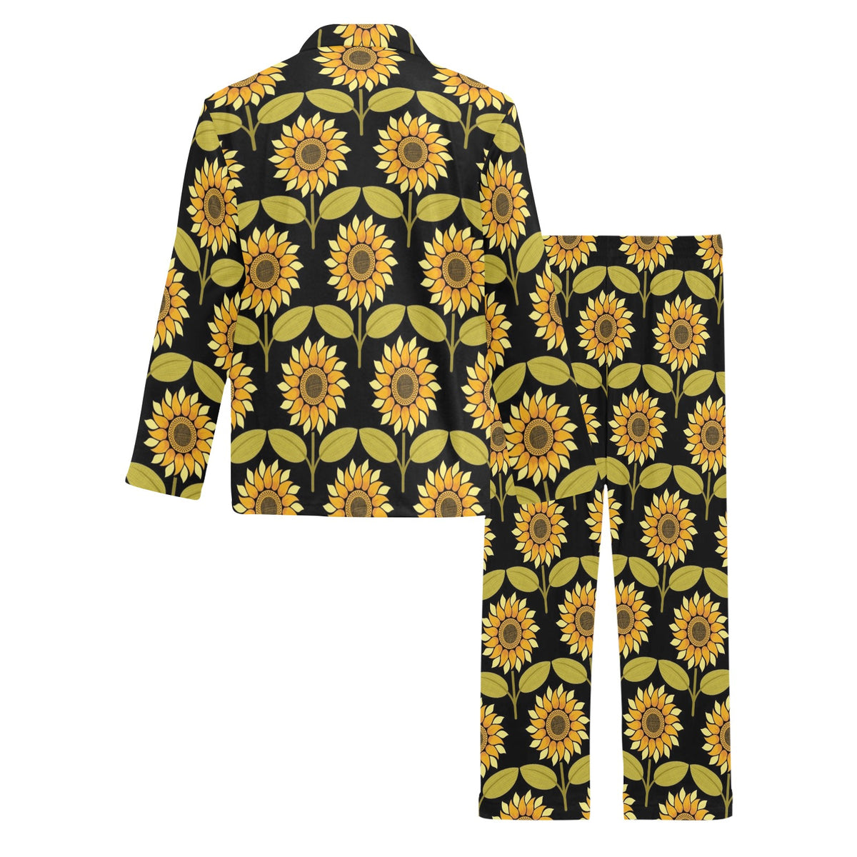 Sunflower Pattern Print Design SF015 Men's Long Sleeve Pajama Set