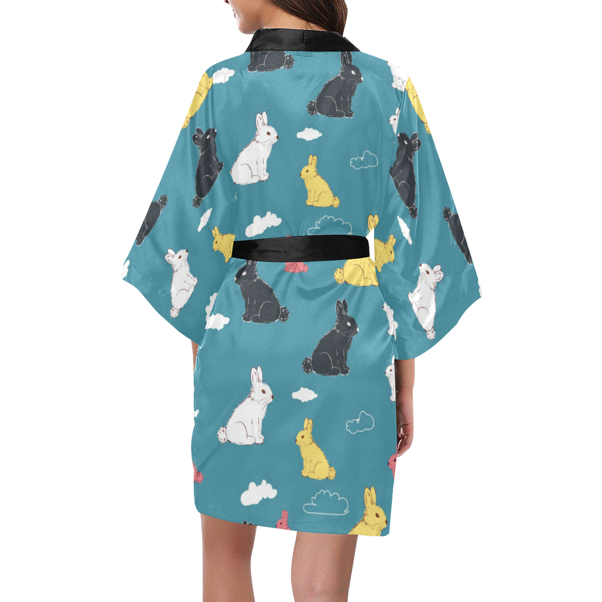 Rabbit Pattern Print Design RB014 Women's Short Kimono