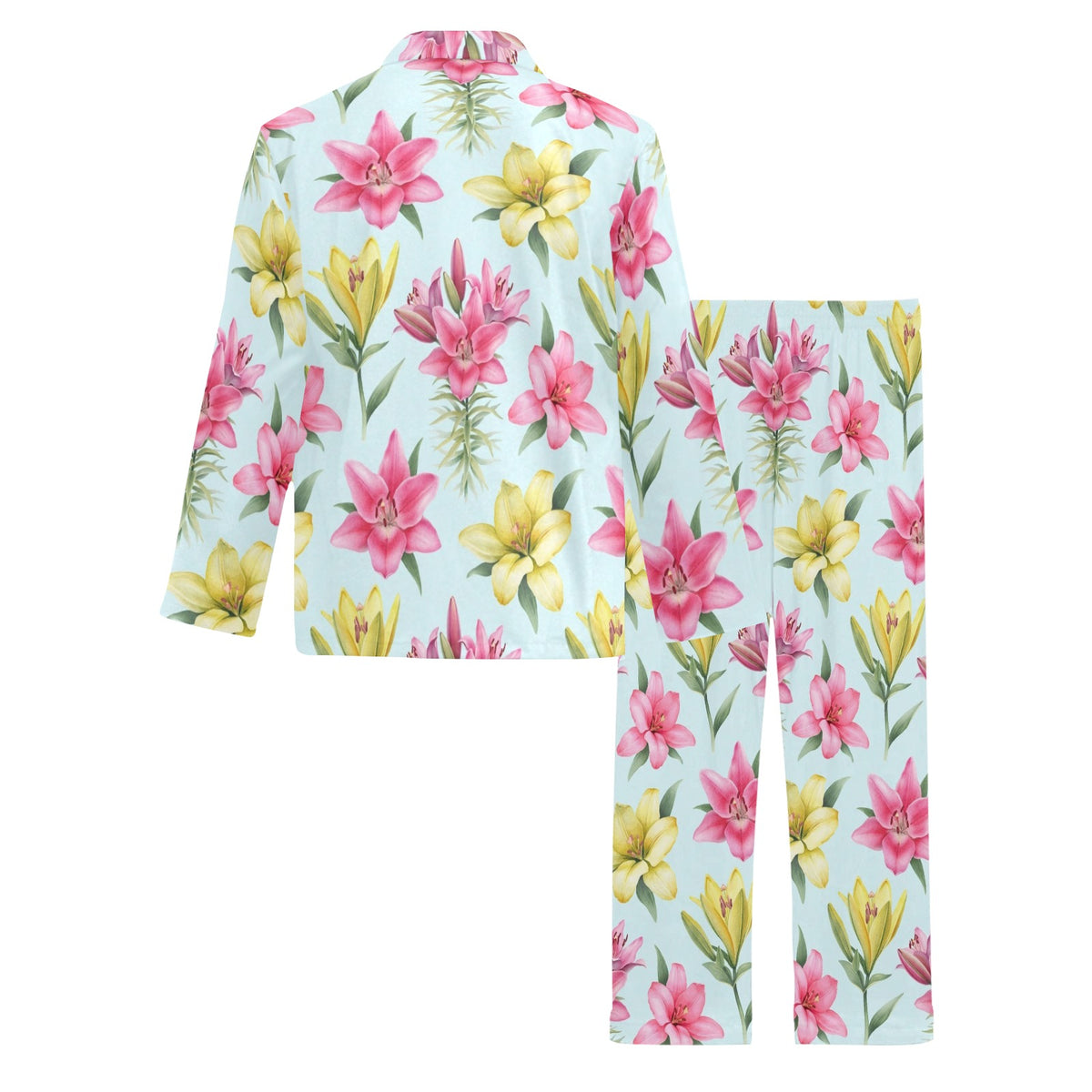 Lily Pattern Print Design LY010 Men's Long Sleeve Pajama Set