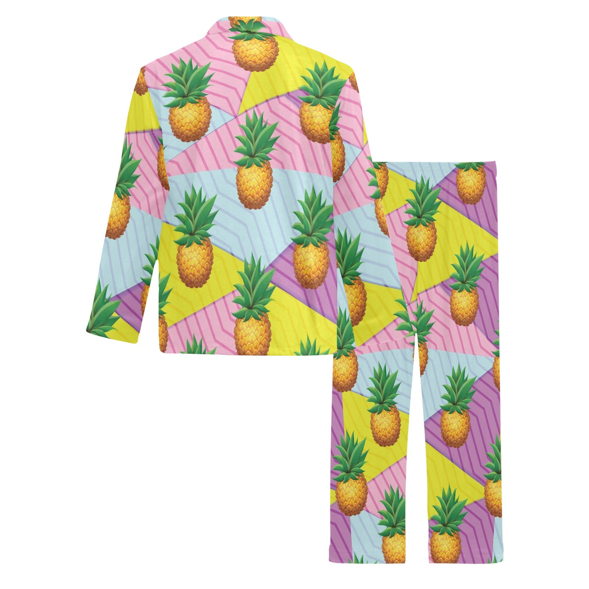 Pineapple Pattern Print Design PP05 Men's Long Sleeve Pajama Set