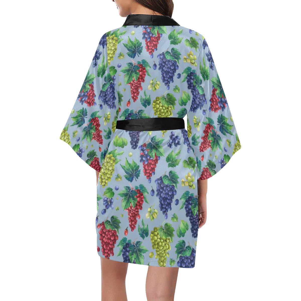 Grape Pattern Print Design GP06 Women's Short Kimono