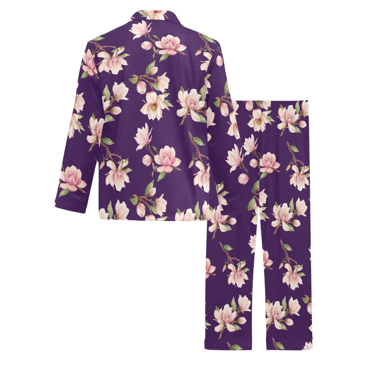 Magnolia Pattern Print Design MAG02 Men's Long Sleeve Pajama Set