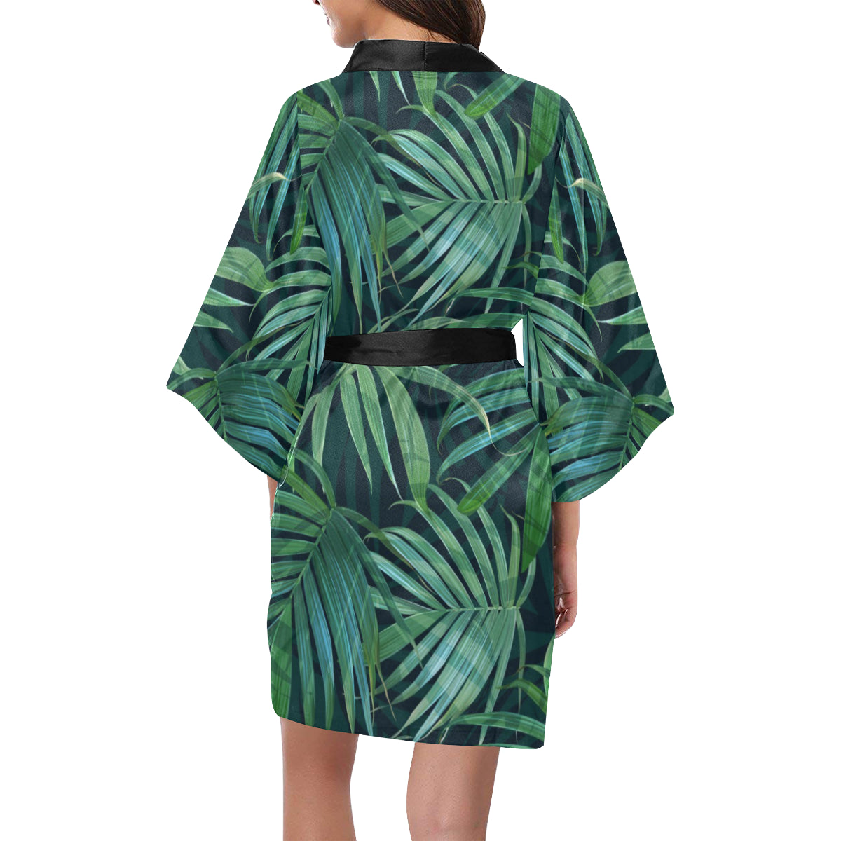 Tropical Flower Pattern Print Design TF011 Women's Short Kimono