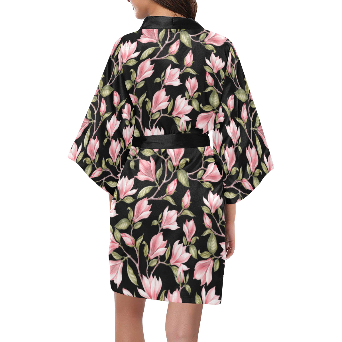 Magnolia Pattern Print Design MAG03 Women's Short Kimono