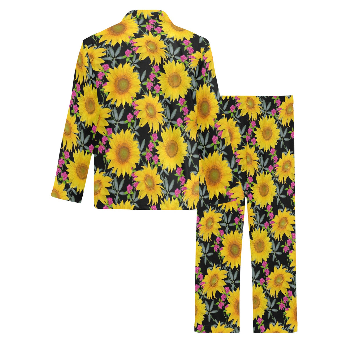 Sunflower Pattern Print Design SF014 Men's Long Sleeve Pajama Set