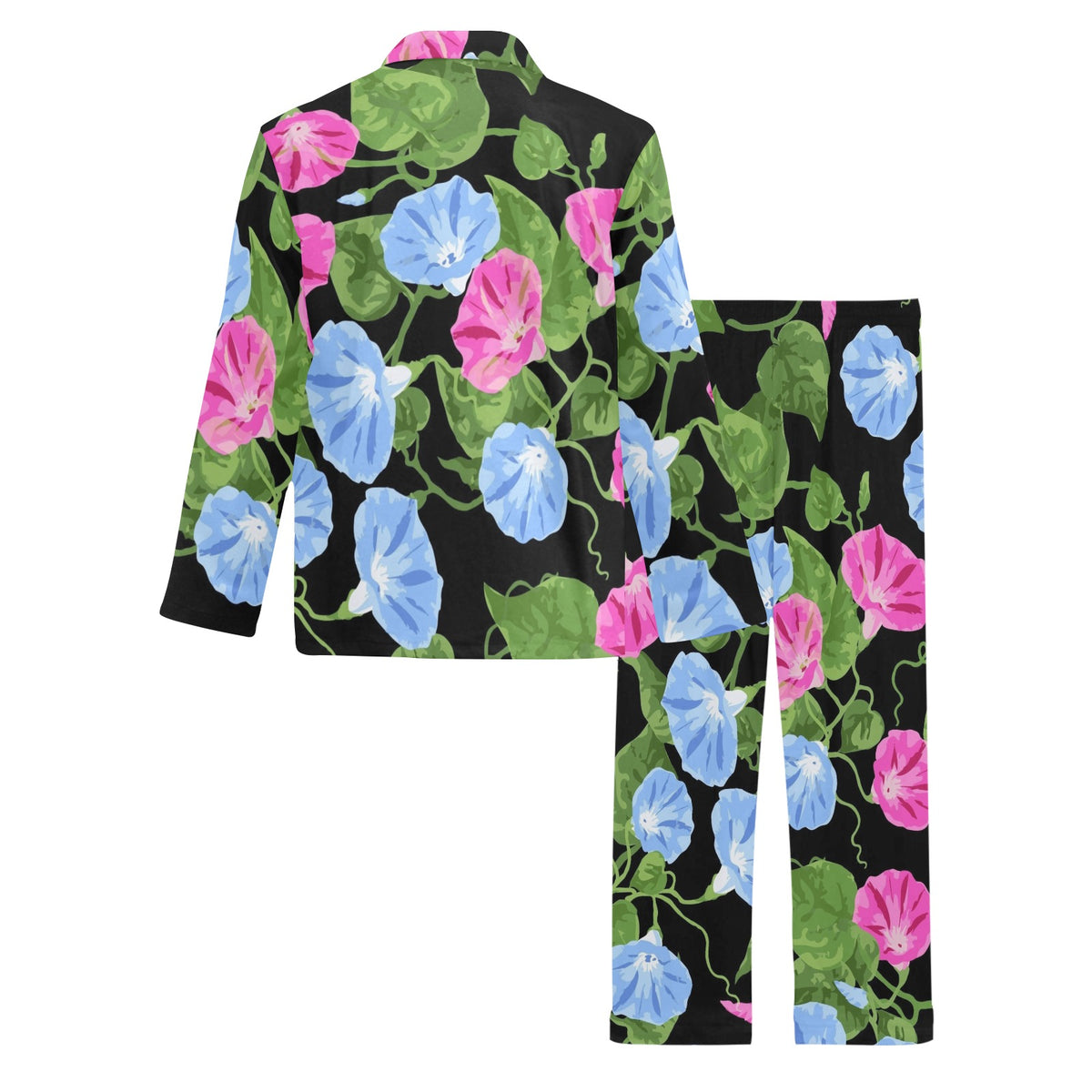 Morning Glory Pattern Print Design MG04 Men's Long Sleeve Pajama Set