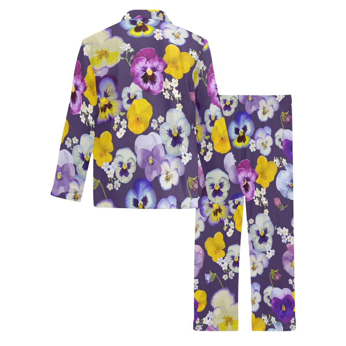 Pansy Pattern Print Design PS02 Men's Long Sleeve Pajama Set