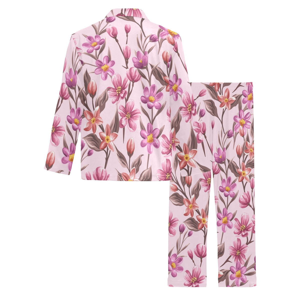 Summer Floral Pattern Print Design SF09 Men's Long Sleeve Pajama Set