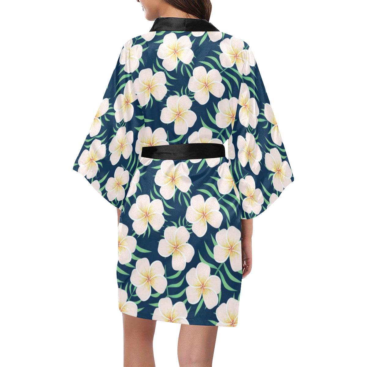 Pink Plumeria Pattern Print Design PM016 Women's Short Kimono