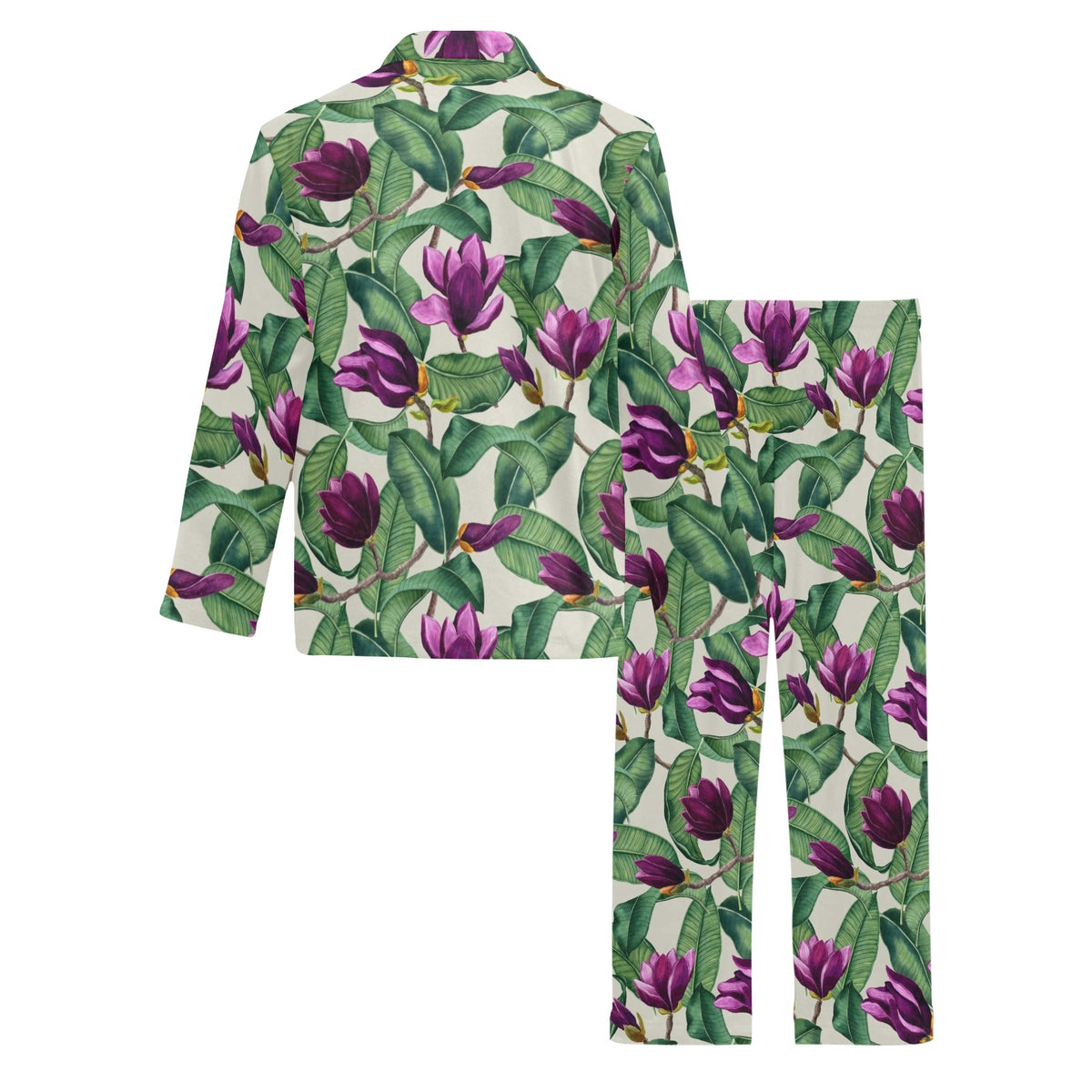 Magnolia Pattern Print Design MAG07 Men's Long Sleeve Pajama Set
