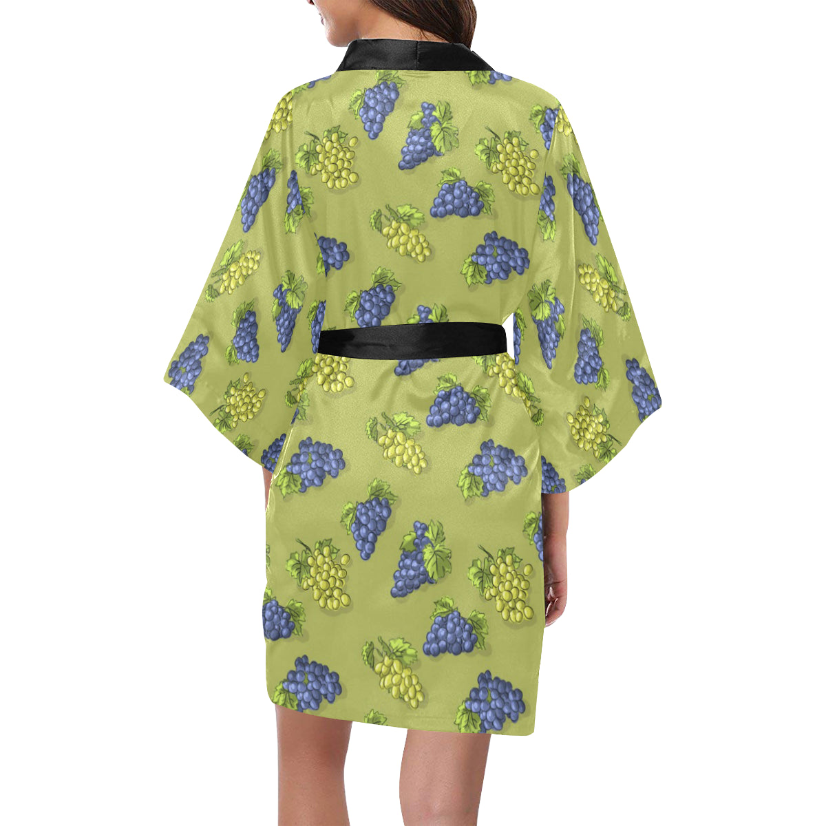 Grape Pattern Print Design GP08 Women's Short Kimono