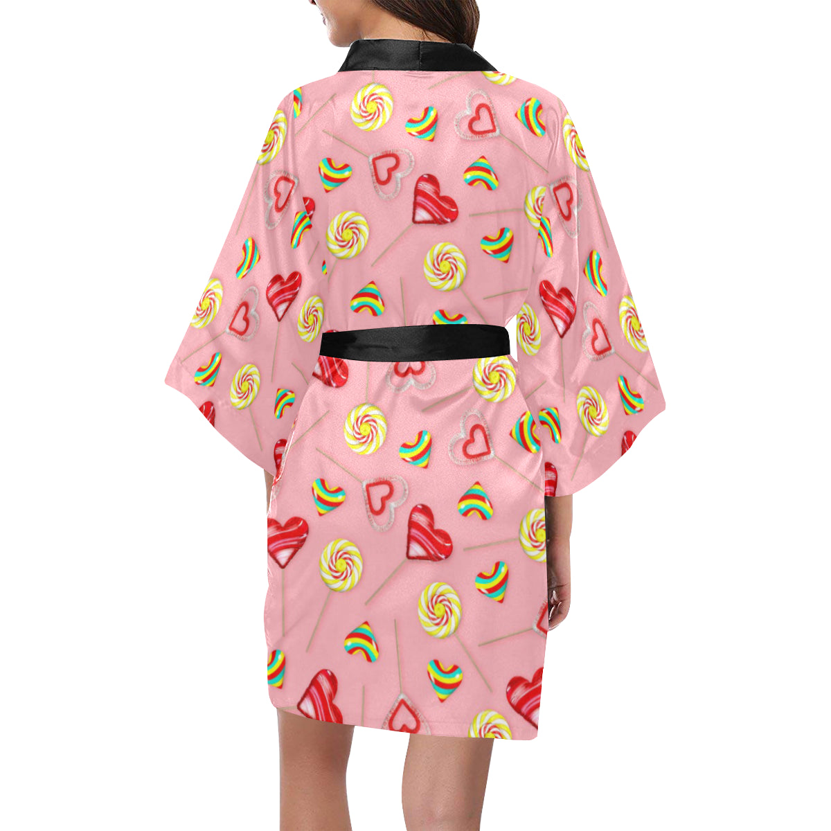 Lollipop Pattern Print Design LL05 Women's Short Kimono