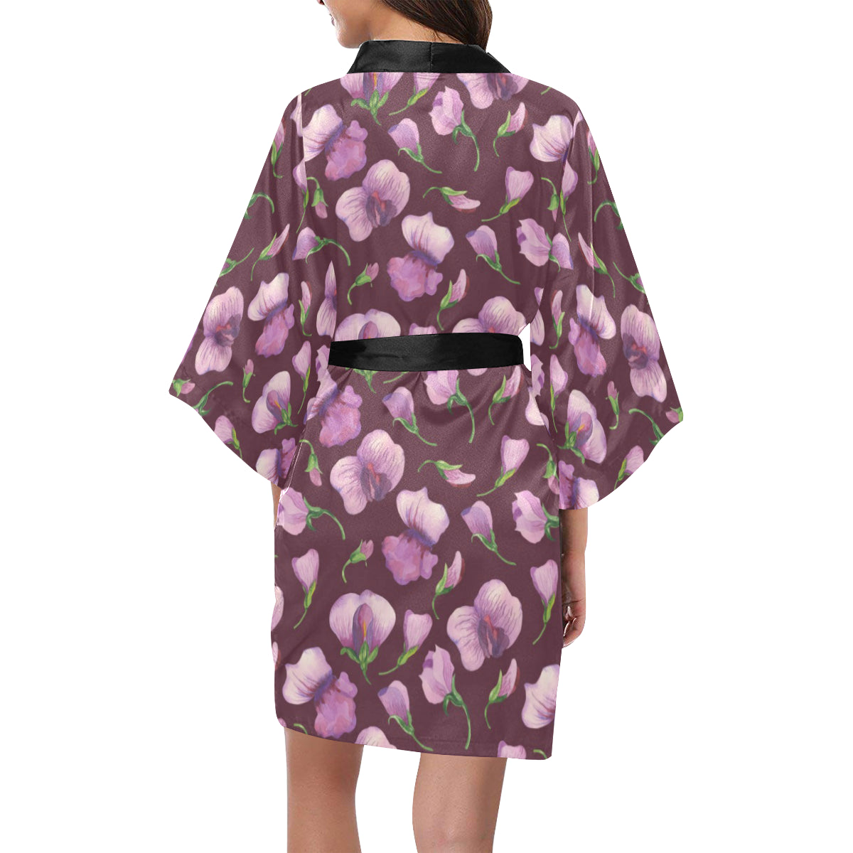 Peony Pattern Print Design PE010 Women's Short Kimono