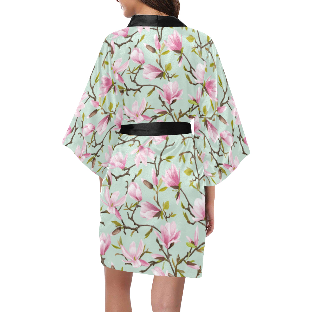 Magnolia Pattern Print Design MAG04 Women's Short Kimono