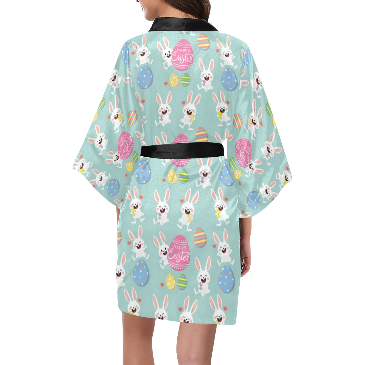 Easter Eggs Pattern Print Design RB014 Women's Short Kimono
