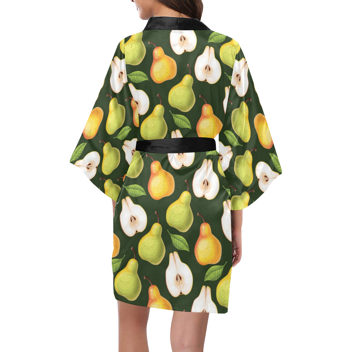 Pear Pattern Print Design PE06 Women's Short Kimono