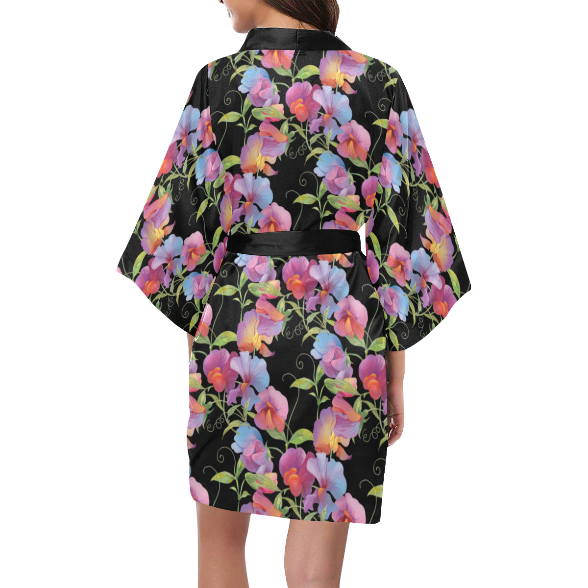 Peony Pattern Print Design PE012 Women's Short Kimono